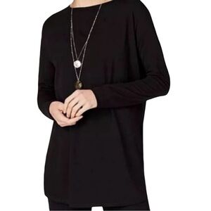 J. Jill Luxe Supima Cotton Modal Classic Black Tunic Top Size Medium Tall MT